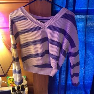 White and blue striped sweater